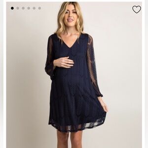 Pinkblush Navy Mesh Overlay Dress